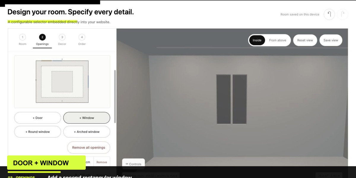 Door and window configured side by side inside the same room